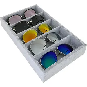 5-Slot Luxurious Gray   Grade Drawer Divider Eyewear Storage Sunglasses  Tray Organizer