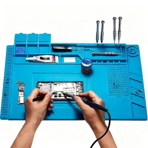 Soldering Station Mat, 1 Count Silicone Work Mat, Heat Resistant Anti-static Magnetic Mat for Electronic Phone Laptop Watch Repair