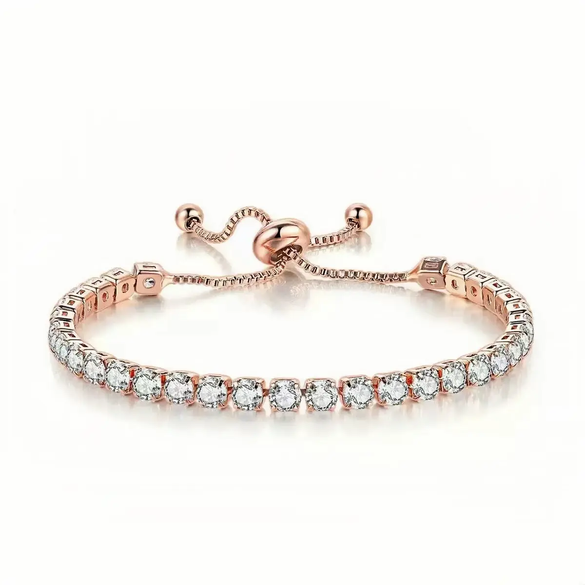 Tennis bracelet, women's tennis bracelet, white alloy zirconia classic adjustable sliding bracelet, silver fashionable jewelry, wedding gift, women's gift