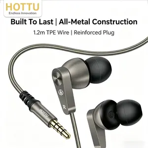 【HOTTU】 Metal Semi-In-Ear Headphones, 3.5mm Wired Earbuds, Fashionable Design, Comfortable Wear, Ideal Gift for Tech and Music Lovers