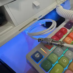 MAMBASNAKE C01 Coiled Keyboard Cable with Aviator Connector, Detachable USB-C to USB-A, LED Illuminated Connectors, Durable Tough TPU Material, Zinc Alloy Shell, 2m Gaming Keyboard Cable, Data Transfer & Fast Charge, PC Accessories