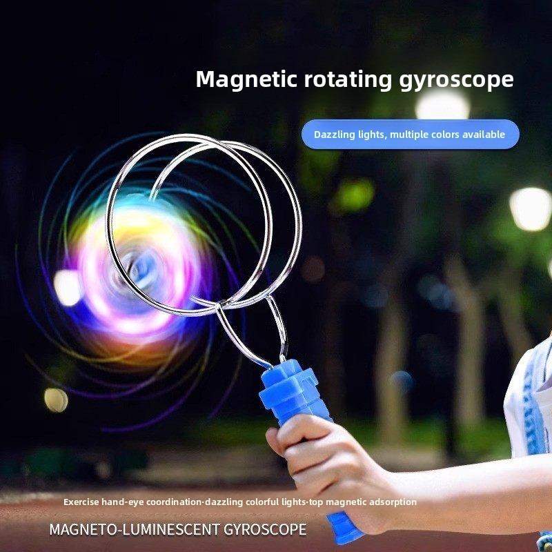 Kids' Light-Up Hand-Crank Magnetic Orbital Magic Yo-Yo – Glowing Spinning Gyro Toy with Magnetic Flywheel Effects