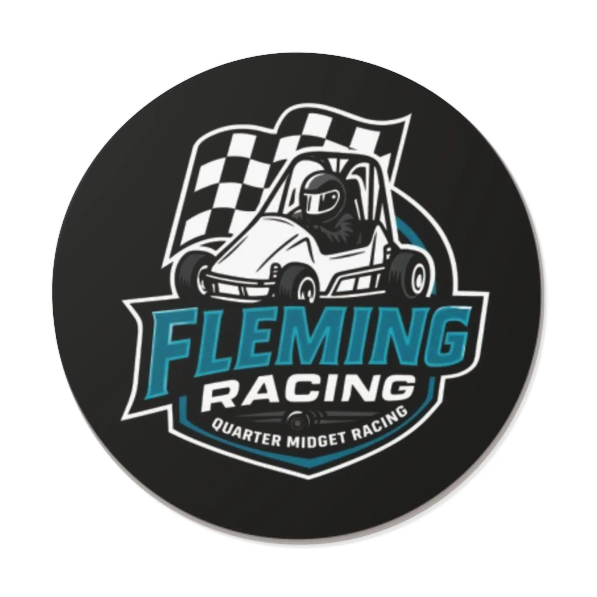 Fleming Racing Logo Round Vinyl Sticker | Quarter Midget Racing