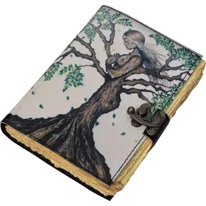 Blank Spell Book Of Shadows Journal With Lock Clasp Prop  Handmade  Diary Embossed Prayer Pagan Antique   Notebook Daily (7x5 Inch)