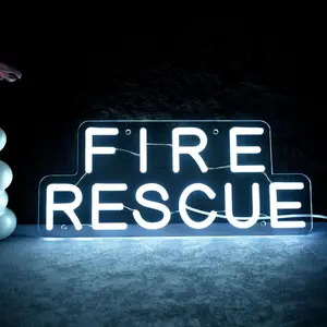 Personalized Firefighter Decorative Neon Light, Emergency Rescue LED Sign for Wall Decoration, Firefighter Gift, Father's Day Present
