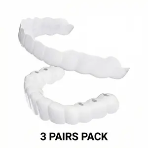 [3-Pack] Instant Wearable Teeth Whitening Strips  Smile Concealer Temporary Use Comfortable Fit Reusable Moldable Confident Smile Party Essential Unisex Photo Essential Beautiful Smile Protective Cover Upper Teeth Accessory Toothbrush