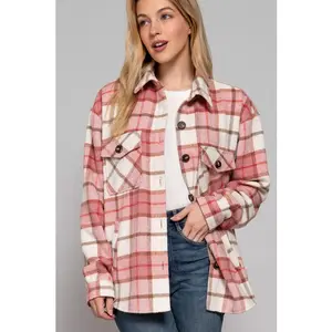 Pink/Khaki Plaid Shacket