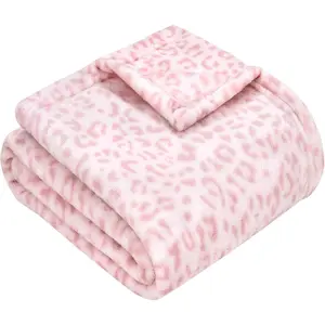 Leopard Print  Blanket Fleece  Blankets for Girls, Ultra Soft Cozy Fluffy    Receiving Blankets for  , 30"x40", Light Pink