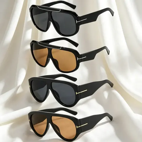 【Summervibes】1/4Pcs Unisex Full Rim Retro Aviator, Thick Frame Large Classic Vintage Style Sun Glasses, UV Protection Large Frame Beach Fashion Eyewear Accessory