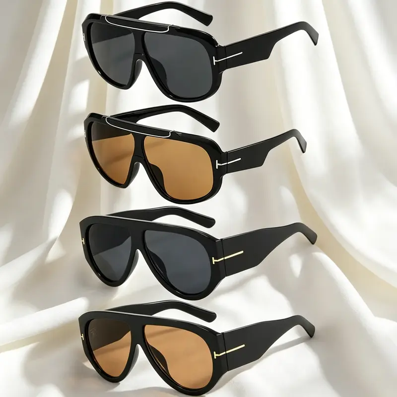 【Summervibes】1/4Pcs Unisex Full Rim Retro Aviator, Thick Frame Large Classic Vintage Style Sun Glasses, UV Protection Large Frame Beach Fashion Eyewear Accessory