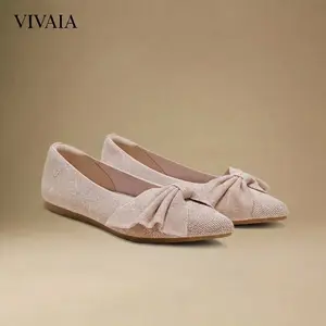 VIVAlA Women’s Pointed-Toe Bow Flats – Cushioned Heel Padding, Arch & Forefoot Support Insole & 1cm Flat Heel Elegant Comfort (Azura)