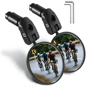 2-Pack Bike Rearview Mirrors, HD Wide-Angle Handlebar Mirror, 360-Degree Adjustable Convex Mirror for Mountain Road Bikes