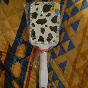 print and bedazzled hair brushes
