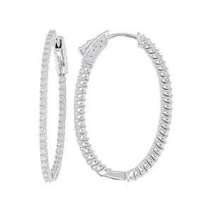 JTV Moissanite Platineve Inside Out Oval Hoop Earrings 1.68ctw DEW