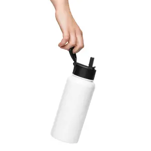 Yaa zoo -  Phrase by Lovede Roberts - Stainless steel water bottle with a straw lid