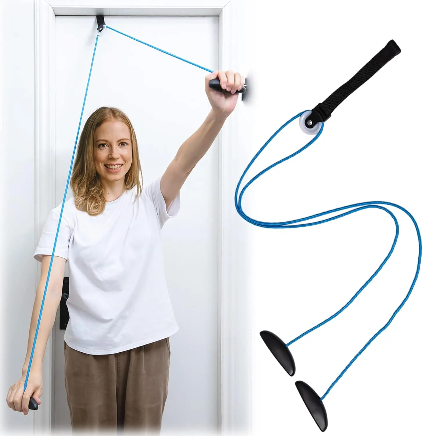 Over the Door Shoulder Pulley System for Physical Therapy, Easy to Use Exerciser with Door Anchor for Shoulder Pain Relief and Post-Surgery Recovery, Decrease Pain, Easy Door Over-The-Door