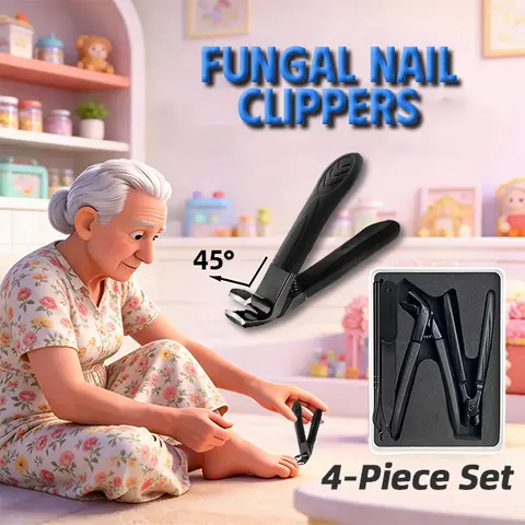 Heavy Duty Angled Toenail Clippers - 4-Piece Nail Care Set, 12mm Wide Jaw Cutter, 45° Blade, Ergonomic Long Handle, Anti-Splash Tip, Effortless Cutting, No Messy Clippings, Thick Nails Support, Weak Grip Aid for Adults#SohoChic, 4-Piece Set