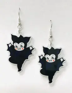 Spooky Black Ghost Earrings, Cute and Goth