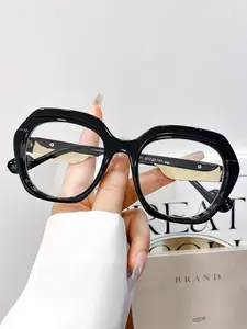 New Vintage Oval Fashion Flat Mirror Glasses, Unisex Dual Color Trendy Streetwear Eyewear, Daily Wear Decorative Glasses for Men and Women