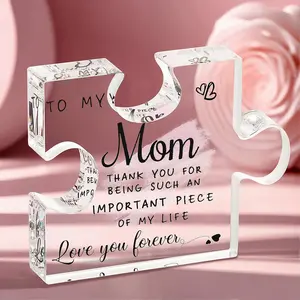 Gifts for Mom, Mom Birthday Gifts, Engraved  Block Puzzle  Plaque Decorations for Countertop, Mom Gifts from Daughter Son, Thoughtful Christmas Mother's Day Birthday Gifts for Mom