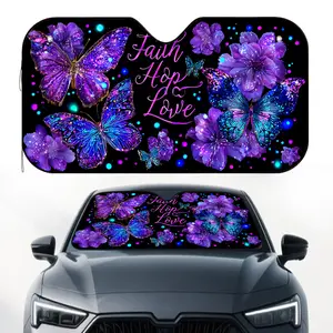 1pc, Butterflies in Purple Bliss Print Windshield Sunshade for Car, Stylish and Practical Interior Accessory, Perfect for Keeping Your Vehicle Cool During City Commuting, Weekend Adventures, and Outdoor Parking, Car Window Shades