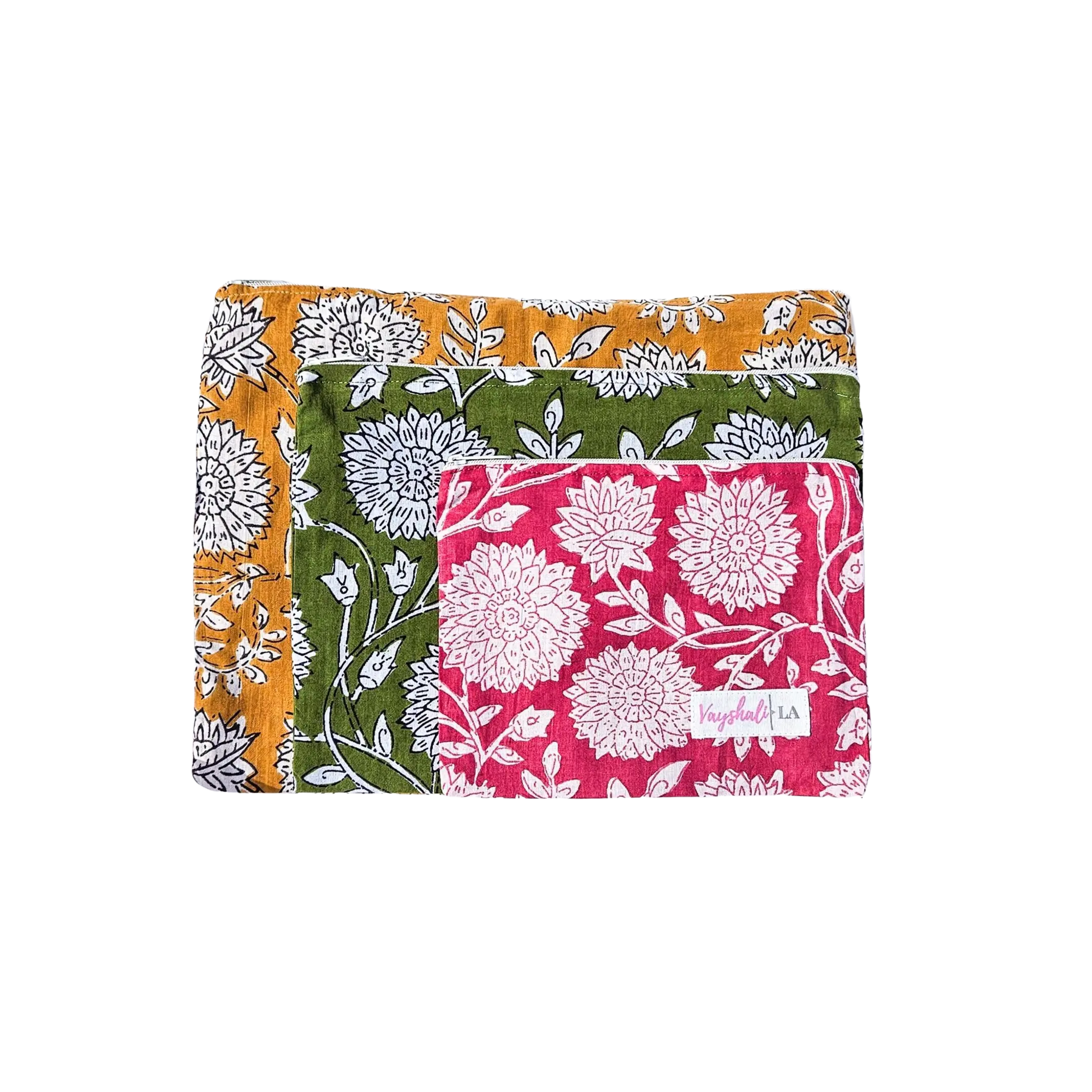 Floral Burst Set featuring bold and bright colors to brighten your day and your luggage. Designed in sunny California and Hand-Blocked in India.