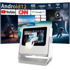 Portable Projector with 7" Touch Display, Native 1080P, WiFi 6 Bluetooth 5.2, Auto Focus Keystone, iOS Android Phone Mirroring, Smart Android, 4K Support, Home Theater Outdoor