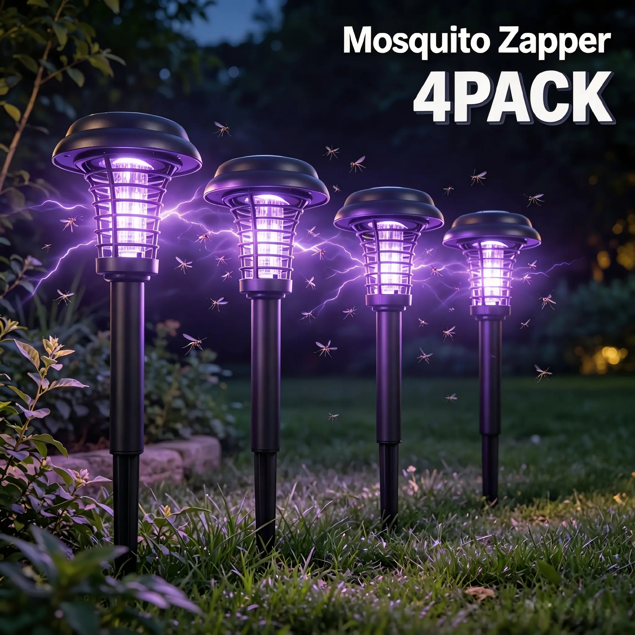 Outdoor Solar-Powered Electronic Mosquito Killer Lamp - Electronic Mosquito Zapper, Waterproof Fly Repellent, Garden Bug Repellent, Easy No-Wire Setup, Ideal for Recreational Areas