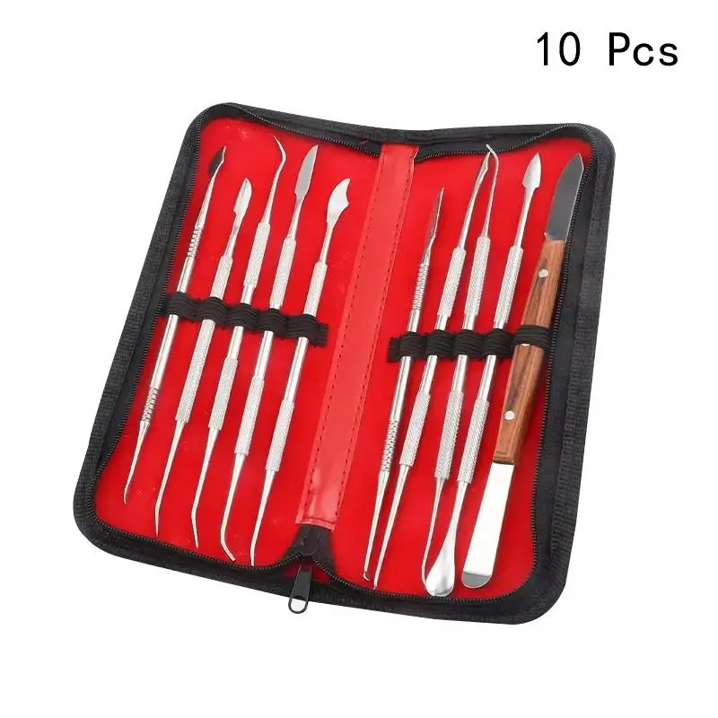 Stainless Steel Durable Carving Tool Set, 10-Piece Clay Soft Sculpture Knife Kit, Home Craft Tools with Storage Bag, Ideal for Pottery DIY Projects, Handcraft Art