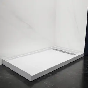 Pequod-R 60"x34" Premium Solid Surface Shower Base,Non-Porous,Stain-Resistant,Long-Lasting