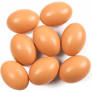 8Pcs Wooden Faux Fake Eggs, Dummy Eggs Help Laying Hen, Poultry Mannequin Nest Eggs, Food Toy Chicken Boiled