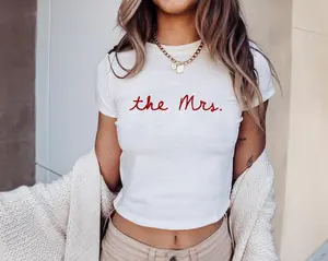 The MRS Baby Tee, Custom Bride Baby Tee, Wedding Gift for Her, Newlywed Bridal Shower Gift, Honeymoon Bachelorette Y2k 90s Style Baby Tee