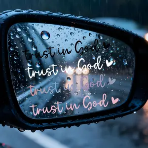 4PCS Car Vinyl Stickers, Car Accessories Trust in God Rearview Mirror Sticker, Auto Decals for Women Men, Trust in God Mirror Decoration