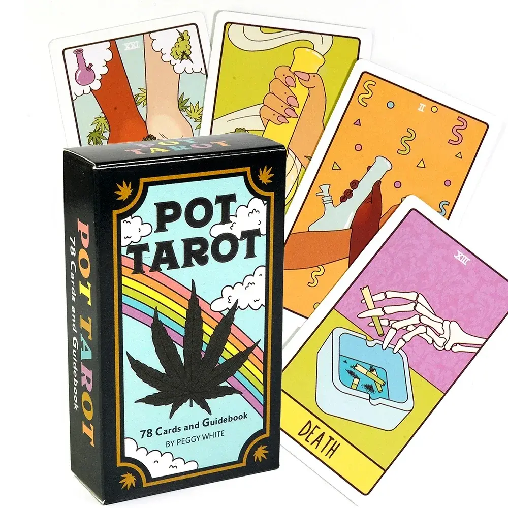 Pot Tarot Cards Deck – 78 Pcs Pocket Size Travel Tarot Card Set for Beginners, Witchy Divination & Tarot Learning