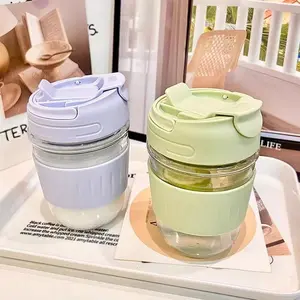 Viral Aesthetic 2-in-1 Dual Drinking Glass Tumbler, Food Grade BPA Free Lead Free Clear Water Cup with Lid & Straw, Leak Proof Heat Resistant Dishwasher Safe Reusable Iced Coffee Milk Cup for Women Girls Home Office Summer Daily Use Drinkware