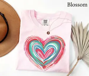 Comfort Colors Cute Heart Shirt, Brushstroke Heart Shirt, Christmas Gift, Womens Love Shirt, Valentines Day Shirt, Coquette Valentine Tee