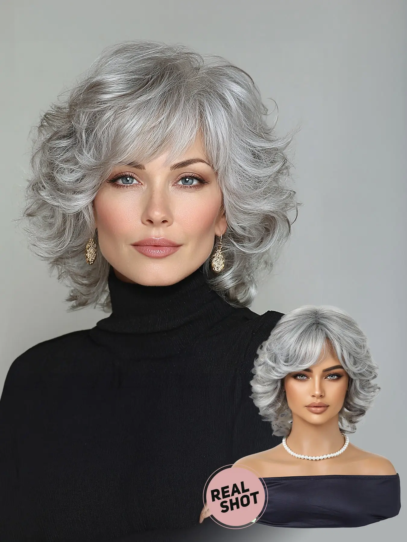 Fashion New 12-Inch Retro Curly Hair Accessory, Daily Wear, Suitable for Any Scene, Stylish and Versatile Hair Decoration, With Bangs Wig, Curly Wigs, Adjustable Wig, Synthetic Curly Wig