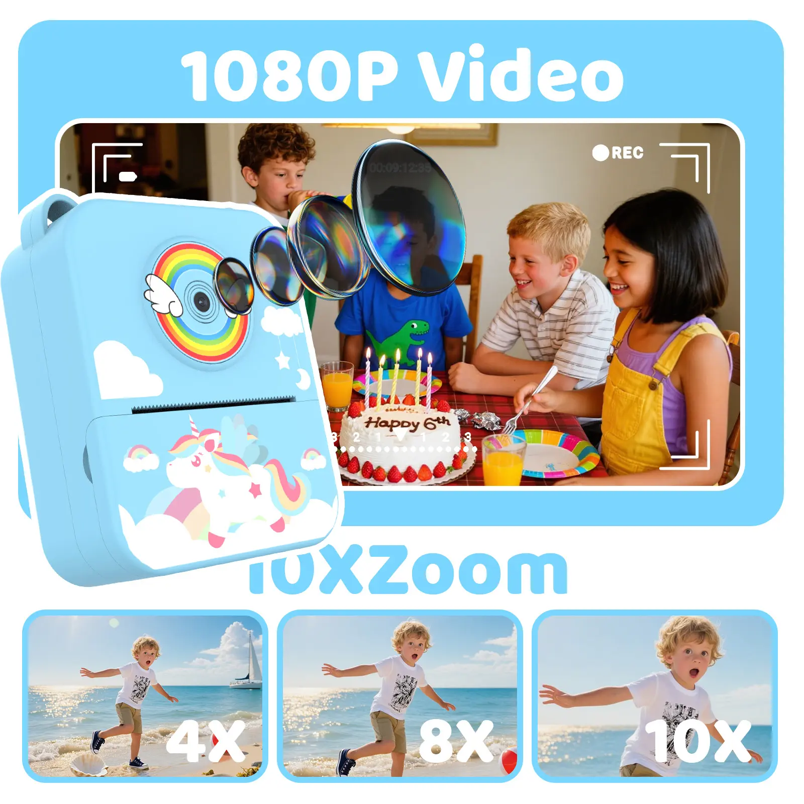 Unicorn Delight Kids Instant Camera: 1080P-Caliber Photo Clarity – Crisp, Long-Lasting Prints, One of the Must-Have Gifts for Christmas & Halloween