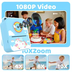 Unicorn Delight Kids Instant Camera: 1080P-Caliber Photo Clarity – Crisp, Long-Lasting Prints, One of the Must-Have Gifts for Christmas & Halloween