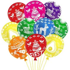 36-Pcs Mexican-Themed Latex Balloons with Fiesta Foil Balloons for Weddings, Showers & Parties