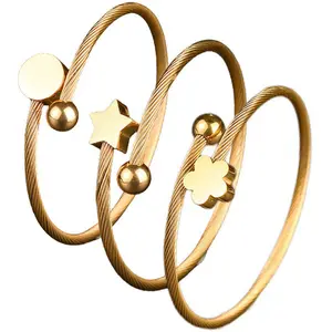 Custom Star Flower Disc Charm Bracelet & Anklet, Personalized Laser Engraved Bangle with Name Engraving