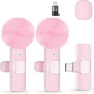 Lavalier Microphone for Android/iPhone/Computer/Laptop, Wireless Mic for iPhone15 with Noise Reduction Chip, Mini Microphone for Recording Podcast YouTube, TikTok