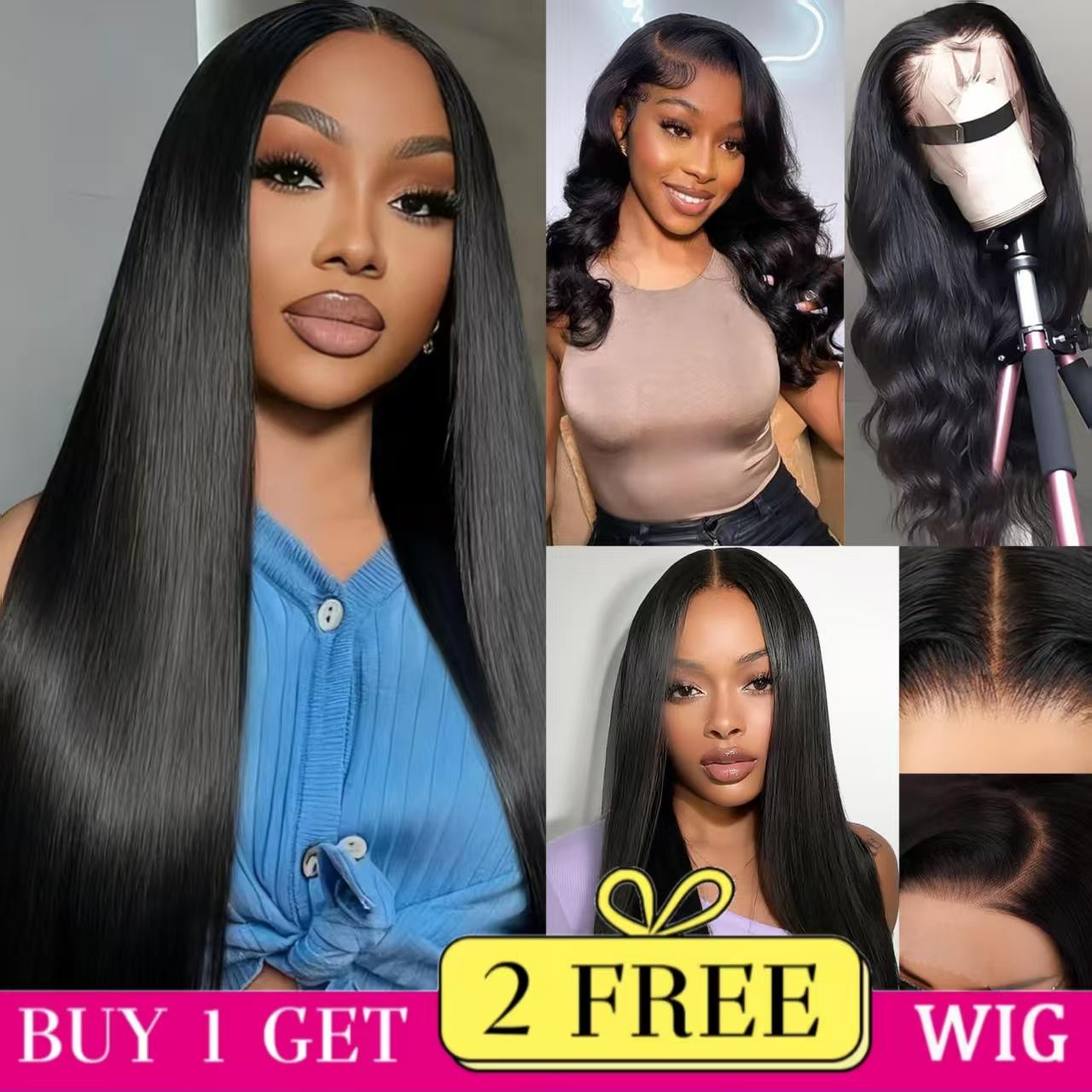 Combo sale [30'+22'+22'] " buy 1 get 3 wig'' 13x4 Body Wave & Straight Lace Front Wigs Human Hair with Baby Hair 180% Density Human Hair Wigs for Black Women