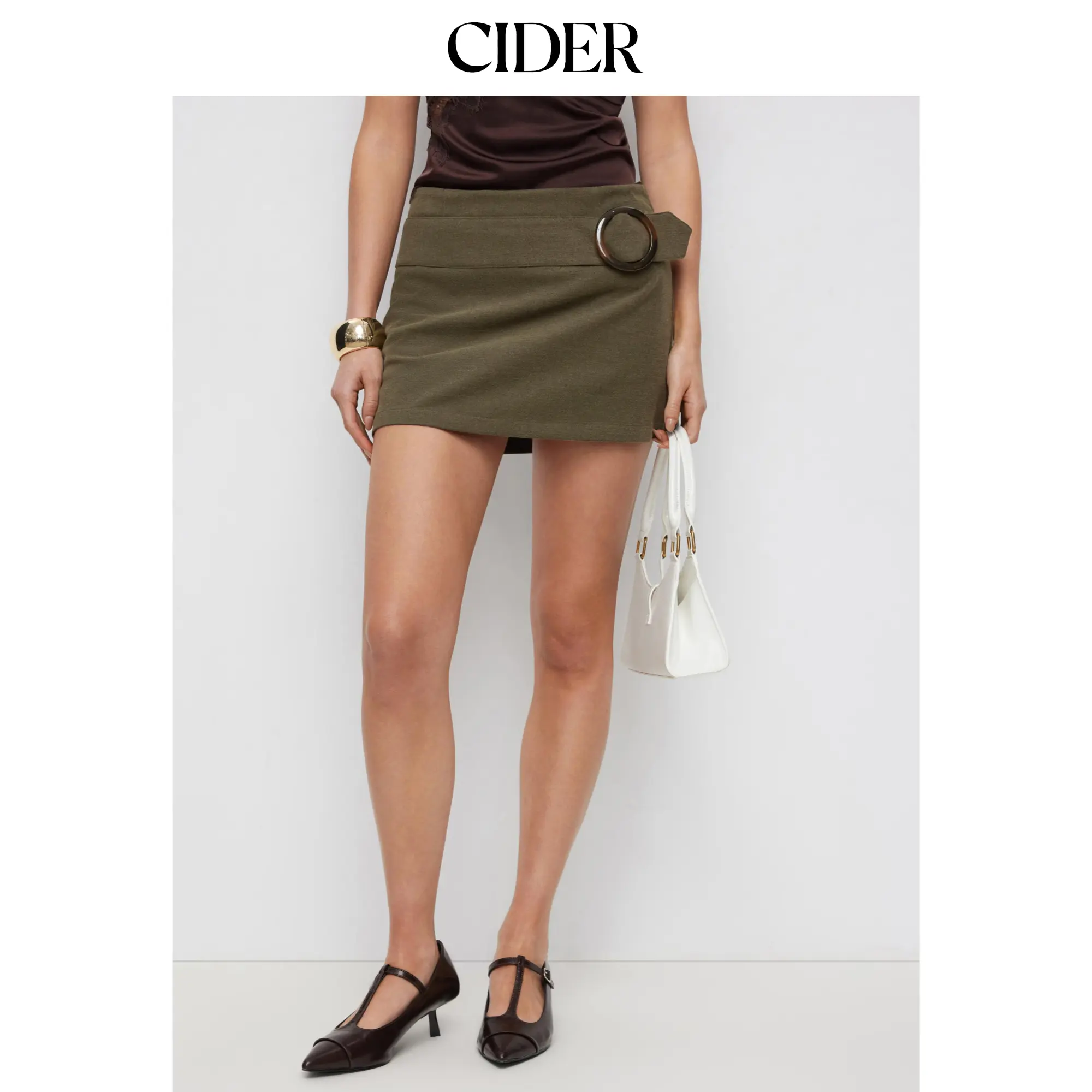 Cider Low Rise Belted A-line Mini Skort