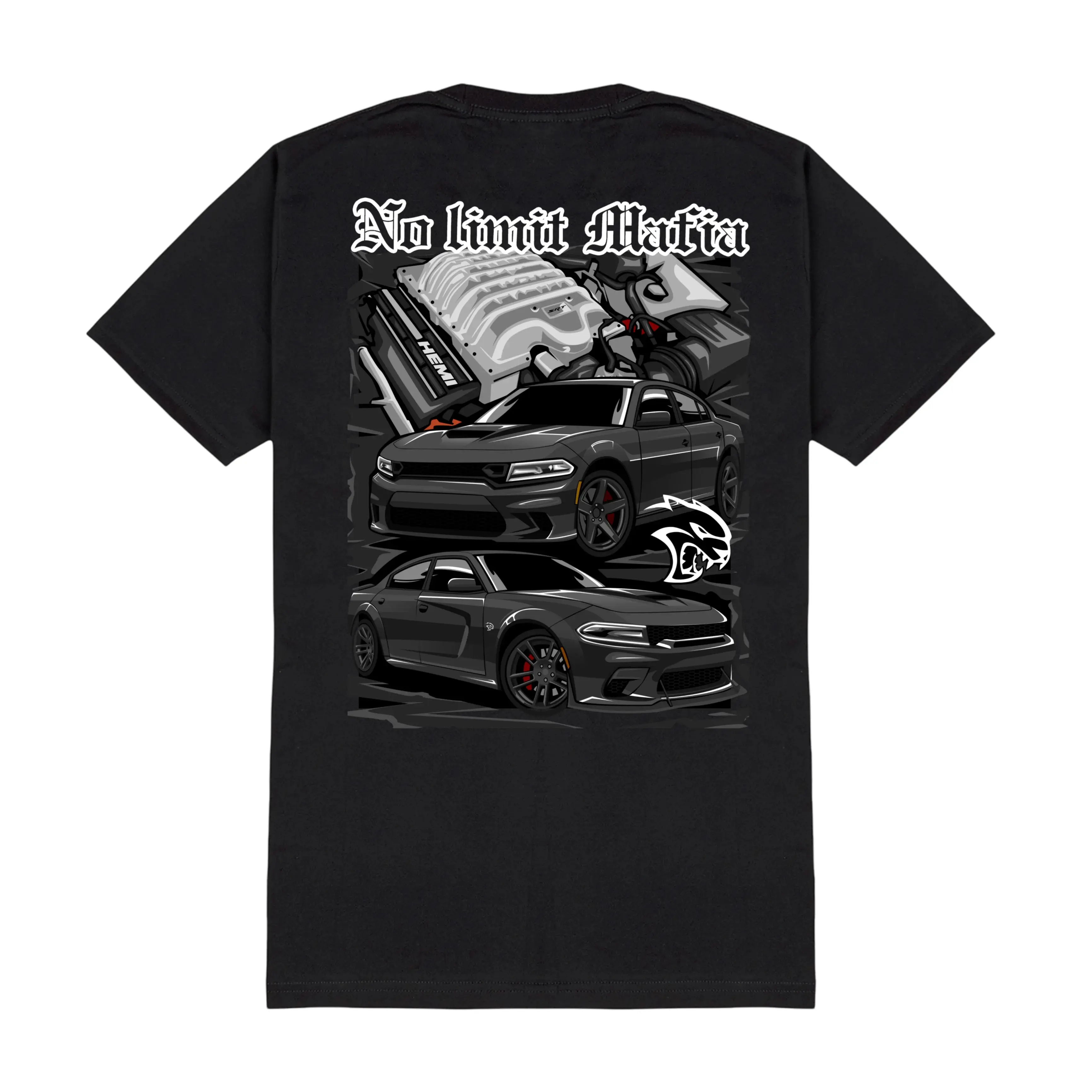 Dodge Charger SRT Blacked Out Hellcat Scat Muscle Car Unisex T-shirt Sweatshirt Hoodie 2 Sided Gift for Car Lovers Shirt