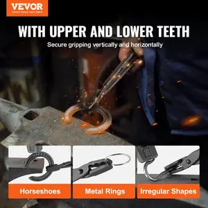 VEVOR Blacksmith Tongs, 18 V - Bit Bolt Tongs, Carbon Steel Forge Tongs with A3 Steel Rivets, for Long, Irregular, and Nail - shaped Forgings, for Beginner and Seasoned Blacksmiths and BladesmithsVEVOR Super Brand Day