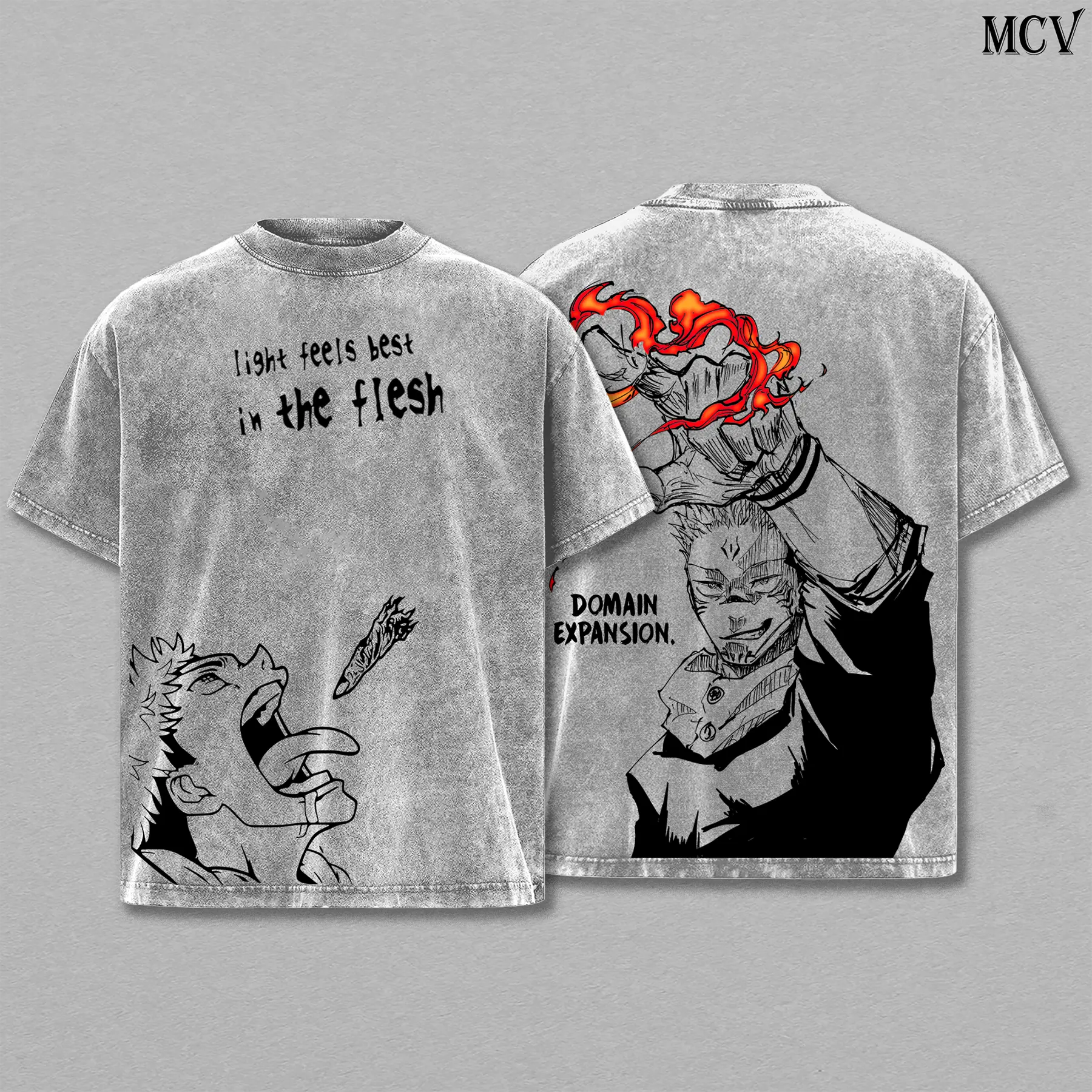 Yuji Itadori Tee Washed – Sukuna’s Vessel Edition Jujutsu Kaisen: Execution Shibuya Incident Compilation & Culling Game Prelude Vintage Oversized Heavy Cotton Anime Manga T-Shirt, Double Printed Retro Unisex Streetwear Top for JJK Fans