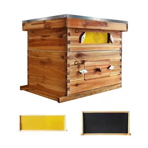 GARVEE 10-Frame Langstroth Beehive Starter Kit, Wax-Coated Complete Beehive Kit Includes 1 Deep Hive Bee Box and 1 Bee Hive Super with Acrylic Window, Beehive Frames and Foundation for Beekeeping Supplement