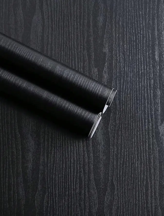 Black Wood Grain Self Adhesive Wallpaper Removable Furniture Wall Sticker