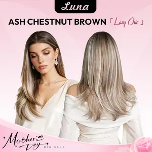 [Mother's Day gift] VSIGN Ash Chestnut Brown Highlight Natural Black 13×6 HD Lace Frontal Straight Layered Free part Pre-Plucked Hairline Lightweight Wolf Cut Heat Resistant Synthetic wig [Luna]